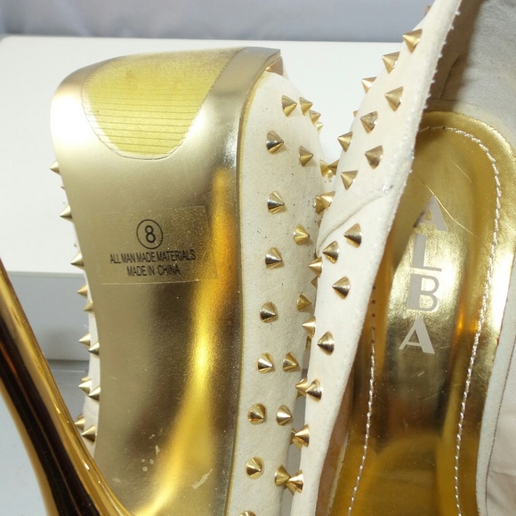 *SOLD* Cream Peep Toe Stiletto Heels - Picture 6 of 6